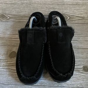 Clarks Mens Venetian Moccasin Suede Slippers Faux Fur Lined  Size 10 JMH0674